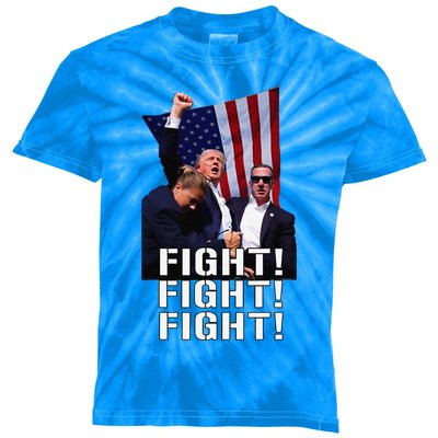 Trump Fist Pumped Fight Pray For Trump America Gift Kids Tie-Dye T-Shirt