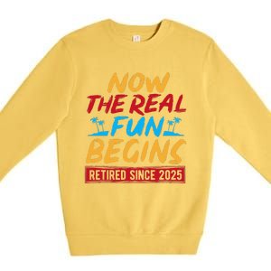 Tropical Fun Palm Tree Vacation Theme For Retirement 2025 Premium Crewneck Sweatshirt