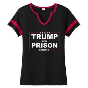 Trump For Prison 2024 Support Trump 4th Of July Ladies Halftime Notch Neck Tee