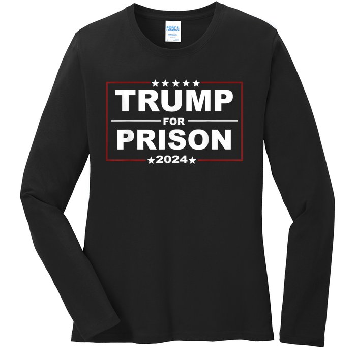 Trump For Prison 2024 Support Trump 4th Of July Ladies Long Sleeve Shirt