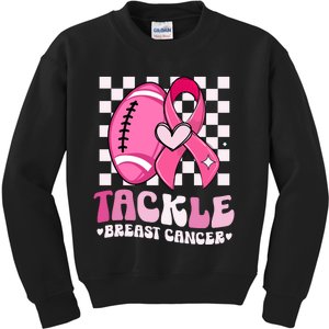 Tackle Football Pink Ribbon Breast Cancer Awareness Kids Sweatshirt