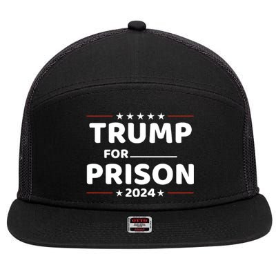 Trump For Prison 2024 Funny Politics 7 Panel Mesh Trucker Snapback Hat