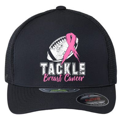 Tackle Football Pink Ribbon Breast Cancer Awareness Flexfit Unipanel Trucker Cap