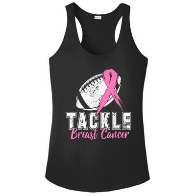 Tackle Football Pink Ribbon Breast Cancer Awareness Ladies PosiCharge Competitor Racerback Tank