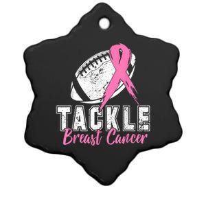 Tackle Football Pink Ribbon Breast Cancer Awareness Ceramic Star Ornament