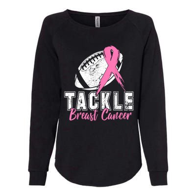 Tackle Football Pink Ribbon Breast Cancer Awareness Womens California Wash Sweatshirt