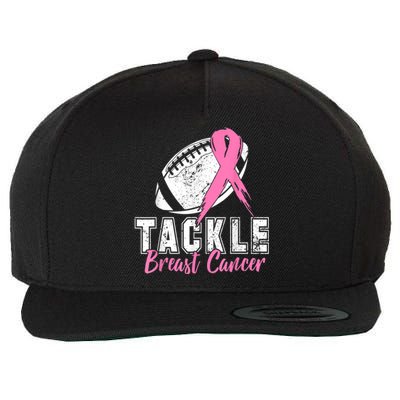 Tackle Football Pink Ribbon Breast Cancer Awareness Wool Snapback Cap