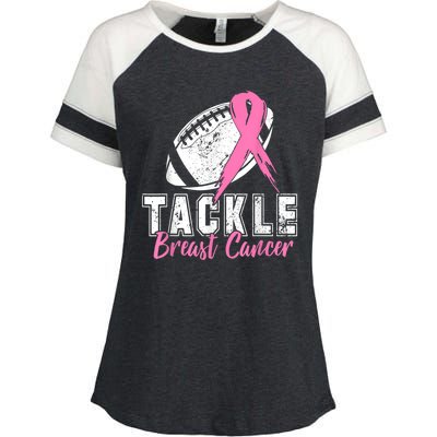 Tackle Football Pink Ribbon Breast Cancer Awareness Enza Ladies Jersey Colorblock Tee