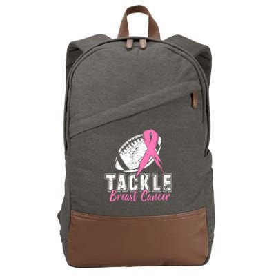 Tackle Football Pink Ribbon Breast Cancer Awareness Cotton Canvas Backpack