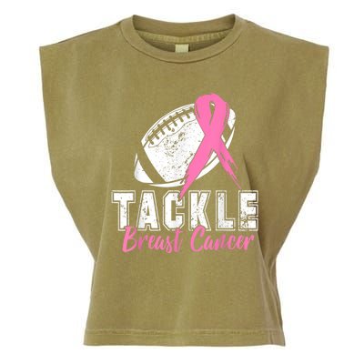 Tackle Football Pink Ribbon Breast Cancer Awareness Garment-Dyed Women's Muscle Tee