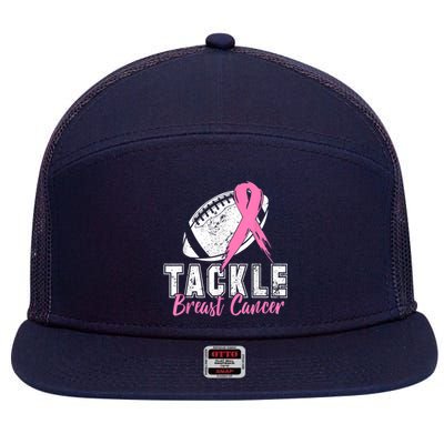 Tackle Football Pink Ribbon Breast Cancer Awareness 7 Panel Mesh Trucker Snapback Hat