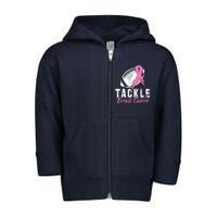 Tackle Football Pink Ribbon Breast Cancer Awareness Toddler Zip Fleece Hoodie