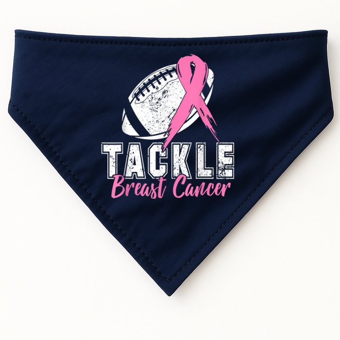 Tackle Football Pink Ribbon Breast Cancer Awareness USA-Made Doggie Bandana