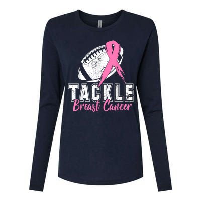 Tackle Football Pink Ribbon Breast Cancer Awareness Womens Cotton Relaxed Long Sleeve T-Shirt