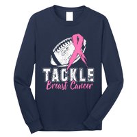 Tackle Football Pink Ribbon Breast Cancer Awareness Long Sleeve Shirt