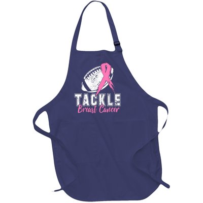 Tackle Football Pink Ribbon Breast Cancer Awareness Full-Length Apron With Pockets