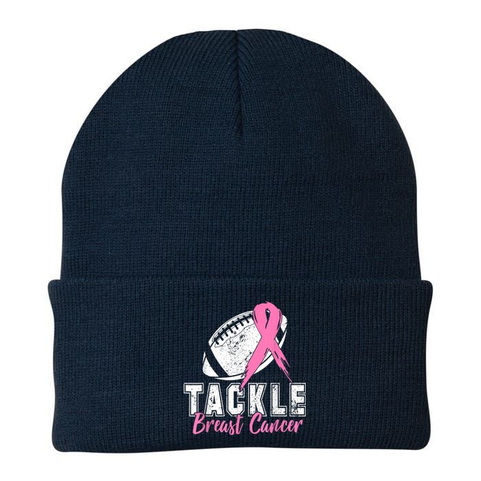 Tackle Football Pink Ribbon Breast Cancer Awareness Knit Cap Winter Beanie