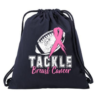 Tackle Football Pink Ribbon Breast Cancer Awareness Drawstring Bag