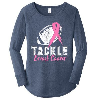 Tackle Football Pink Ribbon Breast Cancer Awareness Women's Perfect Tri Tunic Long Sleeve Shirt