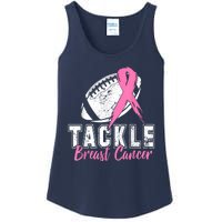 Tackle Football Pink Ribbon Breast Cancer Awareness Ladies Essential Tank