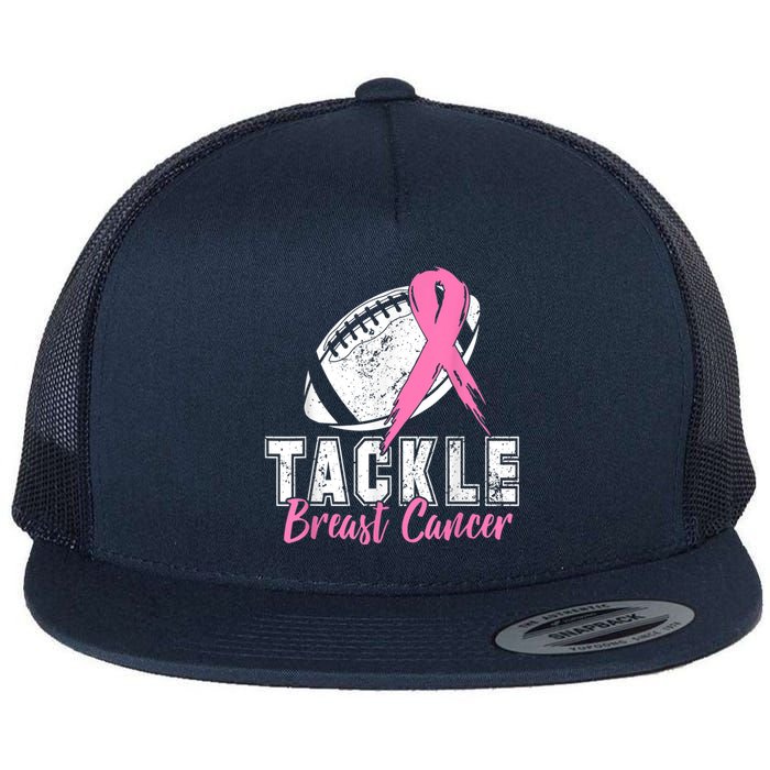 Tackle Football Pink Ribbon Breast Cancer Awareness Flat Bill Trucker Hat