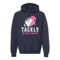 Tackle Football Pink Ribbon Breast Cancer Awareness Premium Hoodie