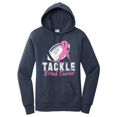 Tackle Football Pink Ribbon Breast Cancer Awareness Women's Pullover Hoodie