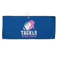 Tackle Football Pink Ribbon Breast Cancer Awareness Large Microfiber Waffle Golf Towel