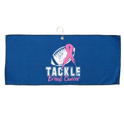 Tackle Football Pink Ribbon Breast Cancer Awareness Large Microfiber Waffle Golf Towel