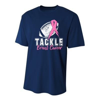 Tackle Football Pink Ribbon Breast Cancer Awareness Youth Performance Sprint T-Shirt