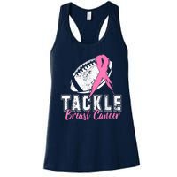 Tackle Football Pink Ribbon Breast Cancer Awareness Women's Racerback Tank