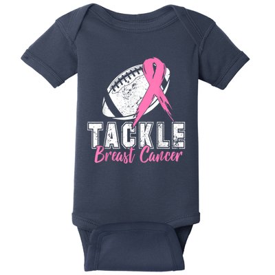 Tackle Football Pink Ribbon Breast Cancer Awareness Baby Bodysuit