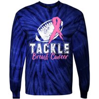 Tackle Football Pink Ribbon Breast Cancer Awareness Tie-Dye Long Sleeve Shirt