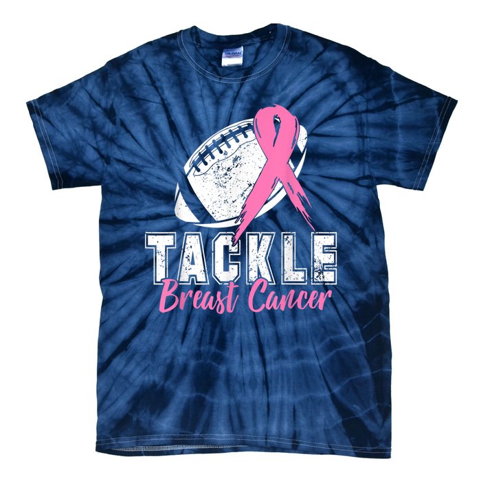 Tackle Football Pink Ribbon Breast Cancer Awareness Tie-Dye T-Shirt