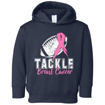 Tackle Football Pink Ribbon Breast Cancer Awareness Toddler Hoodie