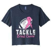 Tackle Football Pink Ribbon Breast Cancer Awareness Women's Crop Top Tee