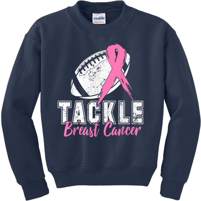 Tackle Football Pink Ribbon Breast Cancer Awareness Kids Sweatshirt