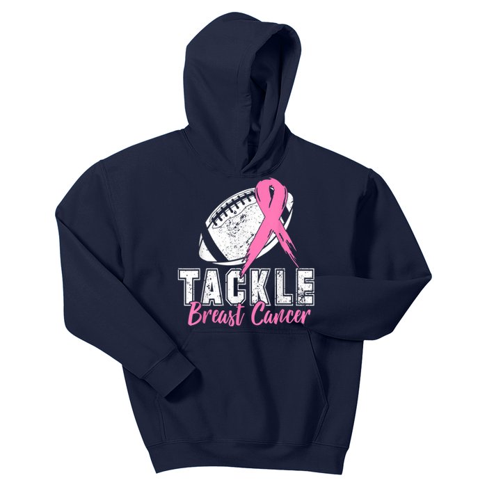 Tackle Football Pink Ribbon Breast Cancer Awareness Kids Hoodie