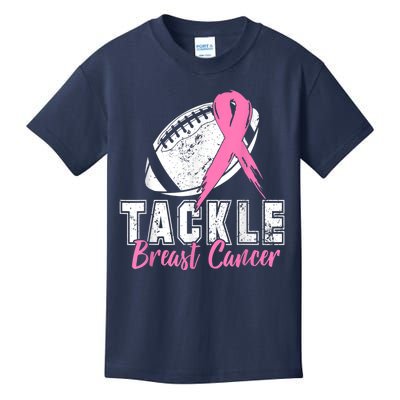 Tackle Football Pink Ribbon Breast Cancer Awareness Kids T-Shirt