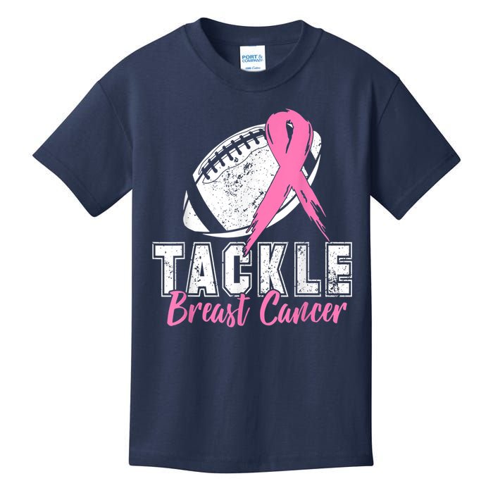 Tackle Football Pink Ribbon Breast Cancer Awareness Kids T-Shirt