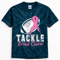 Tackle Football Pink Ribbon Breast Cancer Awareness Kids Tie-Dye T-Shirt