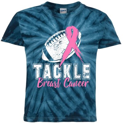 Tackle Football Pink Ribbon Breast Cancer Awareness Kids Tie-Dye T-Shirt