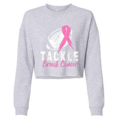 Tackle Football Pink Ribbon Breast Cancer Awareness Cropped Pullover Crew