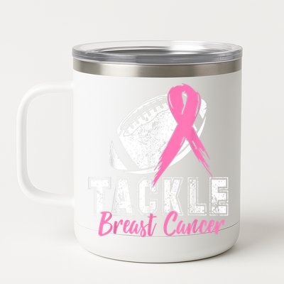 Tackle Football Pink Ribbon Breast Cancer Awareness 12 oz Stainless Steel Tumbler Cup