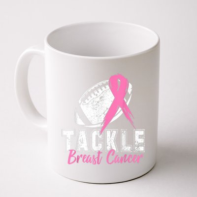 Tackle Football Pink Ribbon Breast Cancer Awareness Coffee Mug