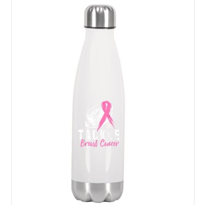 Tackle Football Pink Ribbon Breast Cancer Awareness Stainless Steel Insulated Water Bottle