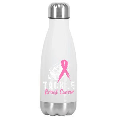 Tackle Football Pink Ribbon Breast Cancer Awareness Stainless Steel Insulated Water Bottle