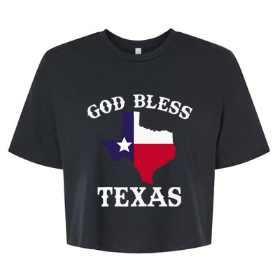 Texas Flag Patriotic Texan Pride God Bless Texas Bella+Canvas Jersey Crop Tee