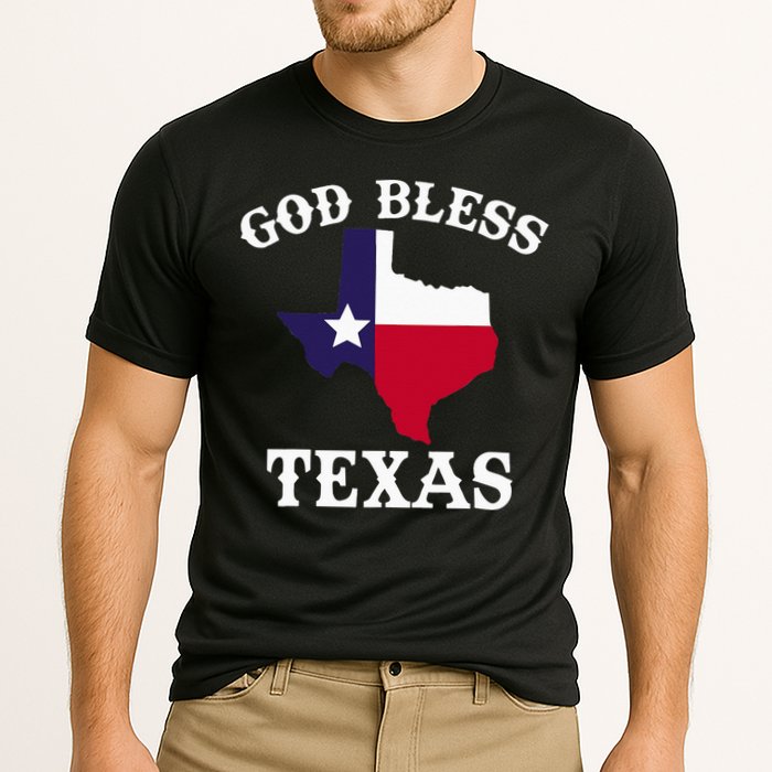 Texas Flag Patriotic Texan Pride God Bless Texas Cooling Performance Crew T-Shirt