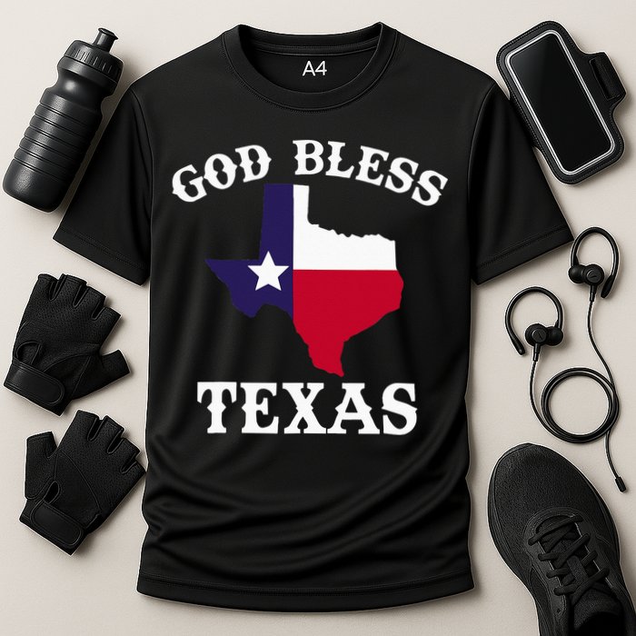 Texas Flag Patriotic Texan Pride God Bless Texas Cooling Performance Crew T-Shirt